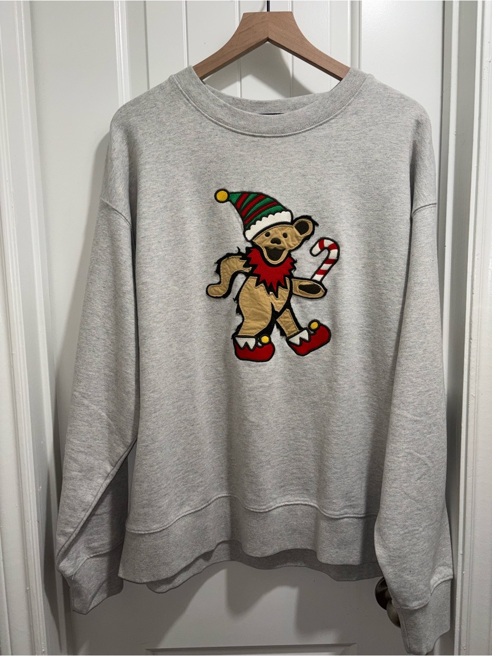 Lucky Brand Gray Grateful Dead Santa Bear Appliqué Cotton Sweatshirt Size XL